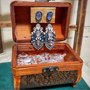 H&M Elegant Blue and Silver Statement Earrings